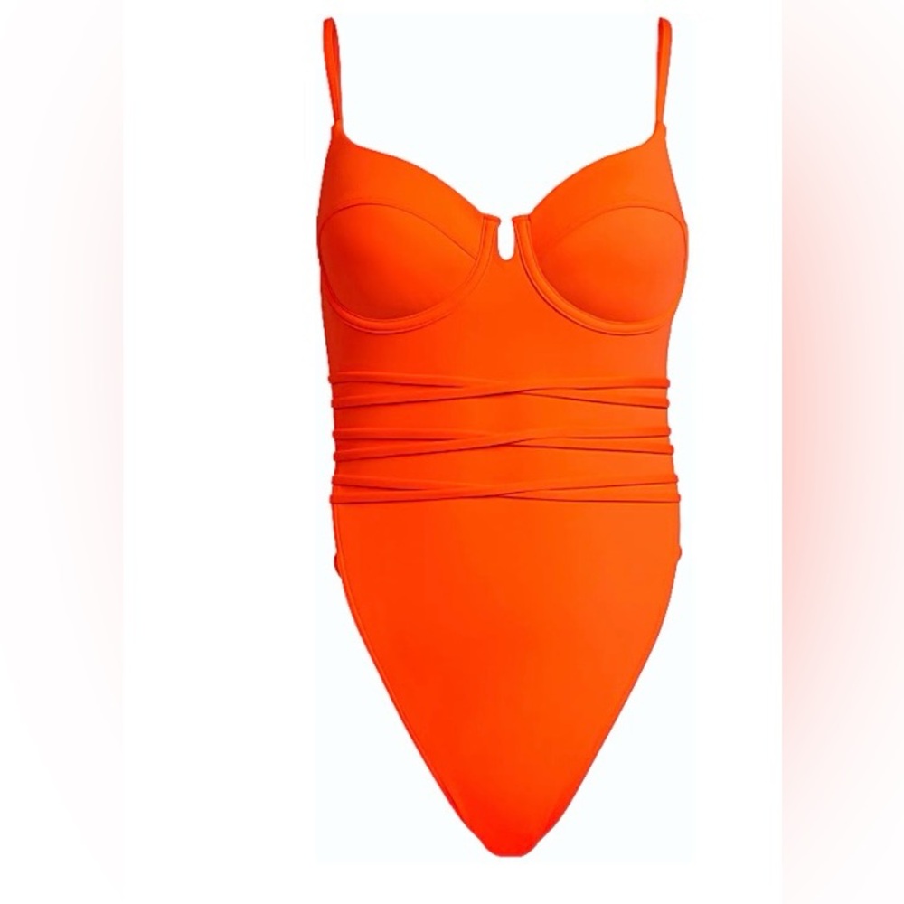 Adidas IVY PARK Solar Orange One NWT Piece Strappy Swimsuit Plus Size